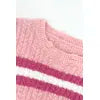 Hooded sweater base knit sweater short top contrasting color striped women