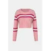 Hooded sweater base knit sweater short top contrasting color striped women